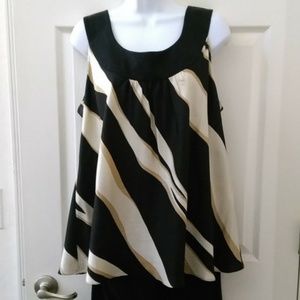 Nine West - Black, Cream, Tan Sleeveless Top - 16